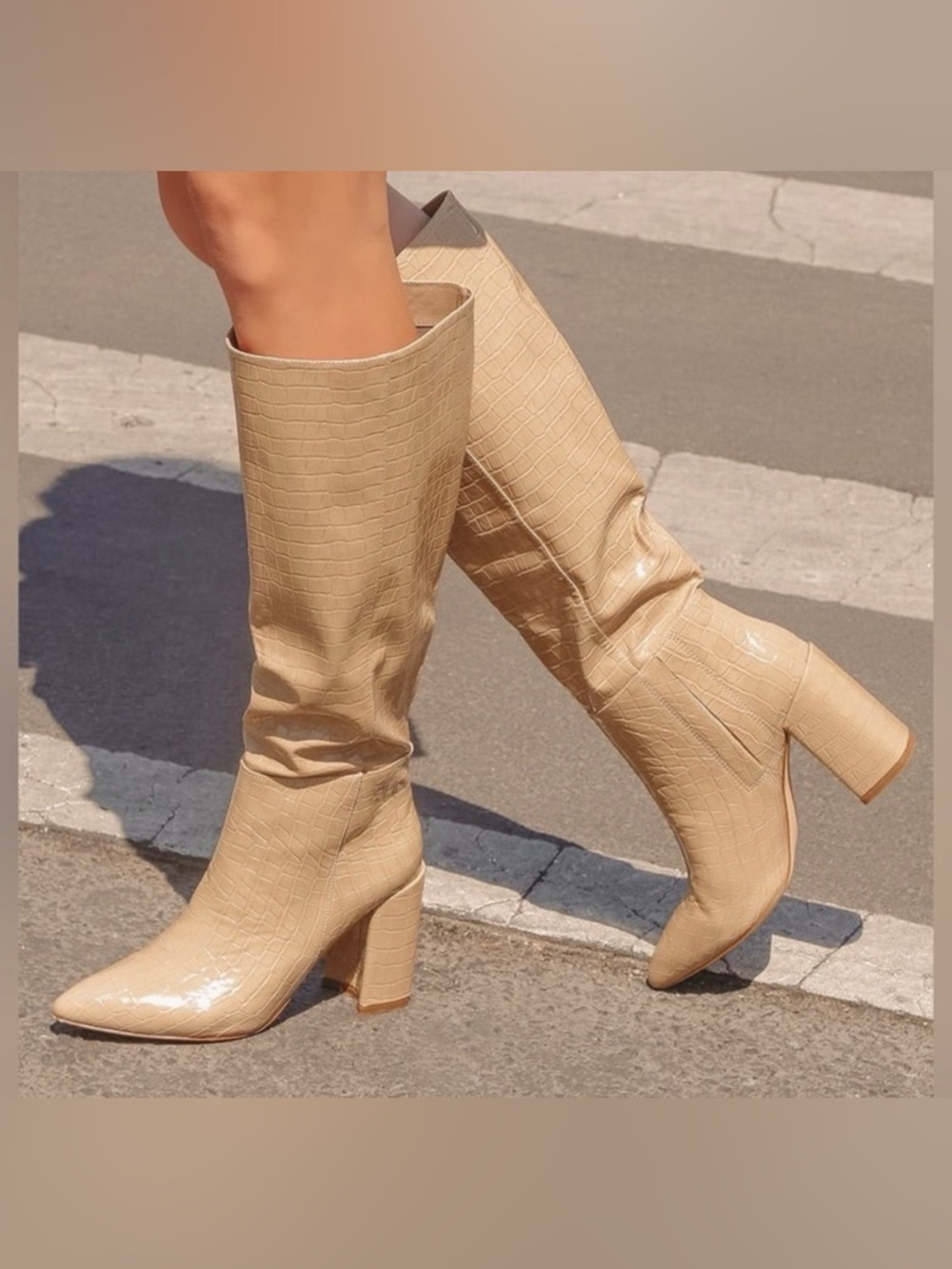 Lulu’s KATARI Nude Knee High Boots NWOB